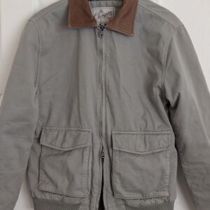 Chevignon Men's Grey and Khaki Flight Jacket Men's S